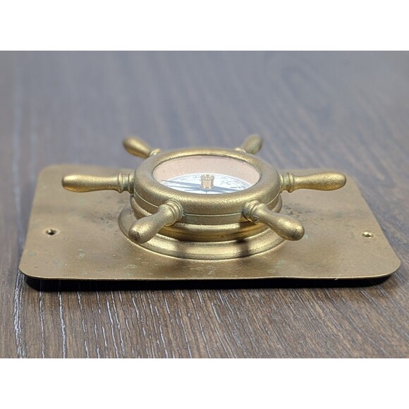 VTG Brass Ship Wheel Compass Floating Dial Maritime Collectible Sailing Boating - Picture 5 of 8